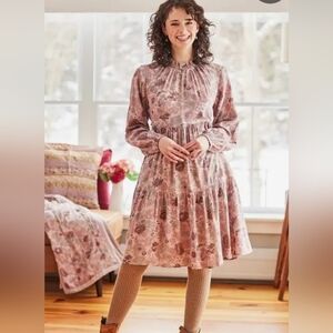 April Cornell Floribunda Short Dress Size M Pink Floral Cottagecore